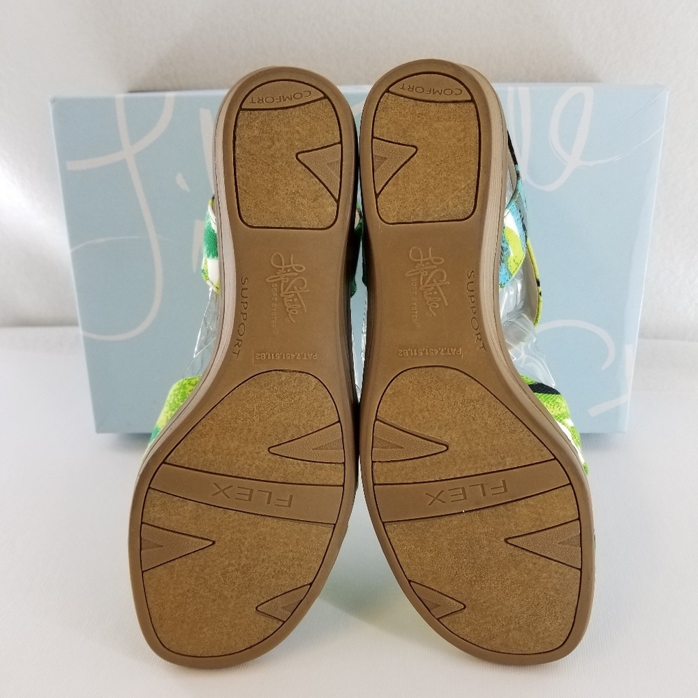 LIFESTRIDE Monaco Green Blue Palm Sandals Sz 7.5 M - Picture 4 of 8